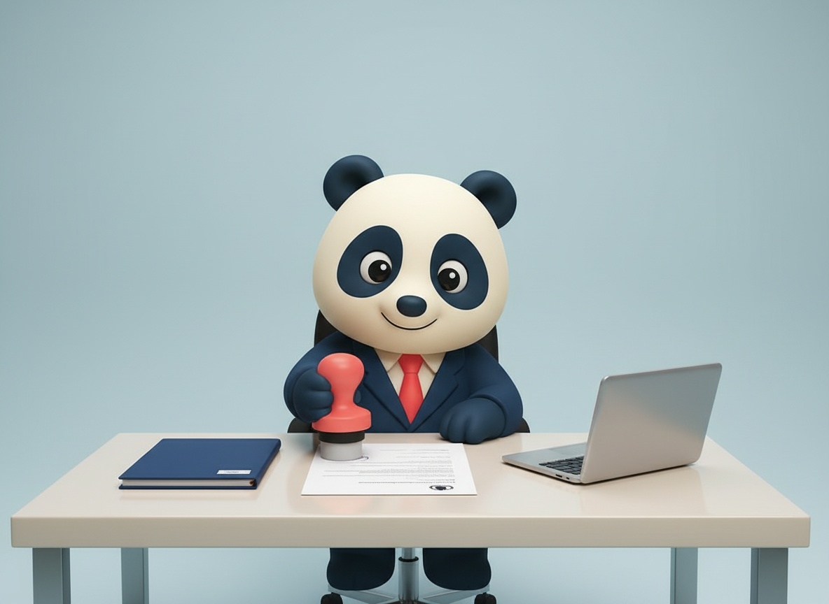 Belge onaylayan panda illüstrasyonu